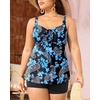 image:imageYonique Plus Size Tankini Swimsuits for Women Two Piece Ruffle Swimsuit  High Waist Shorts 3Layer Ruffle Removable Cups Adjustable StrapsFlowyblack Paisley