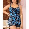 image:imageYonique Plus Size Tankini Swimsuits for Women Two Piece Ruffle Swimsuit  High Waist Shorts 3Layer Ruffle Removable Cups Adjustable StrapsFlowyblack Paisley