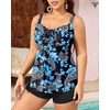 image:imageYonique Plus Size Tankini Swimsuits for Women Two Piece Ruffle Swimsuit  High Waist Shorts 3Layer Ruffle Removable Cups Adjustable StrapsFlowyblack Paisley