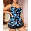 image:imageYonique Plus Size Tankini Swimsuits for Women Two Piece Ruffle Swimsuit  High Waist Shorts 3Layer Ruffle Removable Cups Adjustable StrapsFlowyblack Paisley