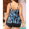 image:imageYonique Plus Size Tankini Swimsuits for Women Two Piece Ruffle Swimsuit  High Waist Shorts 3Layer Ruffle Removable Cups Adjustable StrapsFlowyblack Paisley