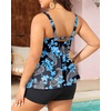 image:imageYonique Plus Size Tankini Swimsuits for Women Two Piece Ruffle Swimsuit  High Waist Shorts 3Layer Ruffle Removable Cups Adjustable StrapsFlowyblack Paisley