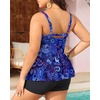 image:imageYonique Plus Size Tankini Swimsuits for Women Two Piece Ruffle Swimsuit  High Waist Shorts 3Layer Ruffle Removable Cups Adjustable StrapsFlowyblue Paisley 02