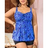image:imageYonique Plus Size Tankini Swimsuits for Women Two Piece Ruffle Swimsuit  High Waist Shorts 3Layer Ruffle Removable Cups Adjustable StrapsFlowyblue Paisley