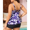 image:imageYonique Plus Size Tankini Swimsuits for Women Two Piece Ruffle Swimsuit  High Waist Shorts 3Layer Ruffle Removable Cups Adjustable StrapsFlowypurplewhite Floral