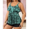 image:imageYonique Plus Size Tankini Swimsuits for Women Two Piece Ruffle Swimsuit  High Waist Shorts 3Layer Ruffle Removable Cups Adjustable StrapsGreen Stripe