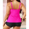 image:imageYonique Plus Size Tankini Swimsuits for Women Two Piece Ruffle Swimsuit  High Waist Shorts 3Layer Ruffle Removable Cups Adjustable StrapsHot Pink