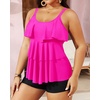 image:imageYonique Plus Size Tankini Swimsuits for Women Two Piece Ruffle Swimsuit  High Waist Shorts 3Layer Ruffle Removable Cups Adjustable StrapsHot Pink