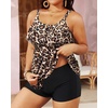 image:imageYonique Plus Size Tankini Swimsuits for Women Two Piece Ruffle Swimsuit  High Waist Shorts 3Layer Ruffle Removable Cups Adjustable StrapsLeopard