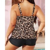 image:imageYonique Plus Size Tankini Swimsuits for Women Two Piece Ruffle Swimsuit  High Waist Shorts 3Layer Ruffle Removable Cups Adjustable StrapsLeopard
