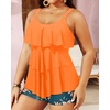 image:imageYonique Plus Size Tankini Swimsuits for Women Two Piece Ruffle Swimsuit  High Waist Shorts 3Layer Ruffle Removable Cups Adjustable StrapsOrange Floral1
