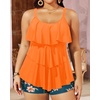 image:imageYonique Plus Size Tankini Swimsuits for Women Two Piece Ruffle Swimsuit  High Waist Shorts 3Layer Ruffle Removable Cups Adjustable StrapsOrange Floral1