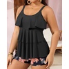image:imageYonique Plus Size Tankini Swimsuits for Women Two Piece Ruffle Swimsuit  High Waist Shorts 3Layer Ruffle Removable Cups Adjustable StrapsOrange Floral2