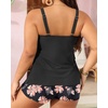 image:imageYonique Plus Size Tankini Swimsuits for Women Two Piece Ruffle Swimsuit  High Waist Shorts 3Layer Ruffle Removable Cups Adjustable StrapsOrange Floral2