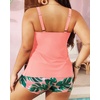 image:imageYonique Plus Size Tankini Swimsuits for Women Two Piece Ruffle Swimsuit  High Waist Shorts 3Layer Ruffle Removable Cups Adjustable StrapsPink