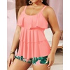 image:imageYonique Plus Size Tankini Swimsuits for Women Two Piece Ruffle Swimsuit  High Waist Shorts 3Layer Ruffle Removable Cups Adjustable StrapsPink