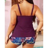 image:imageYonique Plus Size Tankini Swimsuits for Women Two Piece Ruffle Swimsuit  High Waist Shorts 3Layer Ruffle Removable Cups Adjustable StrapsPurple Leaves