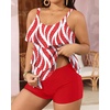 image:imageYonique Plus Size Tankini Swimsuits for Women Two Piece Ruffle Swimsuit  High Waist Shorts 3Layer Ruffle Removable Cups Adjustable StrapsRed Ripple