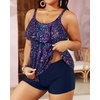 image:imageYonique Plus Size Tankini Swimsuits for Women Two Piece Ruffle Swimsuit  High Waist Shorts 3Layer Ruffle Removable Cups Adjustable StrapsStar Whole Sky