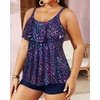 image:imageYonique Plus Size Tankini Swimsuits for Women Two Piece Ruffle Swimsuit  High Waist Shorts 3Layer Ruffle Removable Cups Adjustable StrapsStar Whole Sky