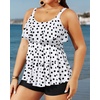 image:imageYonique Plus Size Tankini Swimsuits for Women Two Piece Ruffle Swimsuit  High Waist Shorts 3Layer Ruffle Removable Cups Adjustable StrapsWhite