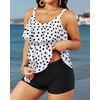 image:imageYonique Plus Size Tankini Swimsuits for Women Two Piece Ruffle Swimsuit  High Waist Shorts 3Layer Ruffle Removable Cups Adjustable StrapsWhite
