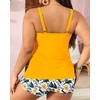 image:imageYonique Plus Size Tankini Swimsuits for Women Two Piece Ruffle Swimsuit  High Waist Shorts 3Layer Ruffle Removable Cups Adjustable StrapsYellow