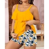 image:imageYonique Plus Size Tankini Swimsuits for Women Two Piece Ruffle Swimsuit  High Waist Shorts 3Layer Ruffle Removable Cups Adjustable StrapsYellow