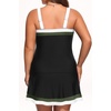 image:imageYonique Plus Size Tankini with Skirt Tummy Control Swimsuit with Pockets  Adjustable Straps Removable Pads Sleek midsection via side shirring Inner brief for active safetyBlack Color Block