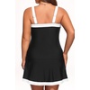 image:imageYonique Plus Size Tankini with Skirt Tummy Control Swimsuit with Pockets  Adjustable Straps Removable Pads Sleek midsection via side shirring Inner brief for active safetyBlack and White