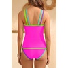 image:imageYonique Two Piece Swimsuit Tummy Control Tankini Color Block Bathing Suits  Full Lining Double Adjustable Straps Removable cups for custom shaping Modest comfort via full rear designPink Color Block