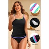 image:imageYonique Two Piece Swimsuit Tummy Control Tankini Color Block Bathing Suits  Full Lining Double Adjustable Straps Removable cups for custom shaping Modest comfort via full rear designColorful Blackdiamond