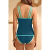 image:imageYonique Two Piece Swimsuit Tummy Control Tankini Color Block Bathing Suits  Full Lining Double Adjustable Straps Removable cups for custom shaping Modest comfort via full rear designTeal and Green