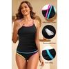 image:imageYonique Two Piece Swimsuit Tummy Control Tankini Color Block Bathing Suits  Full Lining Double Adjustable Straps Removable cups for custom shaping Modest comfort via full rear designColorful Black