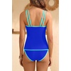 image:imageYonique Two Piece Swimsuit Tummy Control Tankini Color Block Bathing Suits  Full Lining Double Adjustable Straps Removable cups for custom shaping Modest comfort via full rear designRoyal Blue and Teal