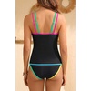 image:imageYonique Two Piece Swimsuit Tummy Control Tankini Color Block Bathing Suits  Full Lining Double Adjustable Straps Removable cups for custom shaping Modest comfort via full rear designColorful Blackgreen