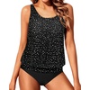 image:imageYonique Two Piece Tankini Swimsuits for Women Blouson Bathing Suits Modest SwimwearBlack Dot
