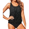 image:imageYonique Two Piece Tankini Swimsuits for Women Blouson Bathing Suits Modest SwimwearBlack Dot