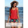image:imageYonique Women Blouson Tankini Swimsuits Two Piece Bathing Suits with Shorts  Adjustable straps Drawstring side shorts Athletic swim set Add removable cups to customize shapeRed  Floral