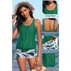 image:imageYonique Women Blouson Tankini Swimsuits Two Piece Bathing Suits with Shorts  Adjustable straps Drawstring side shorts Athletic swim set Add removable cups to customize shapeGreen