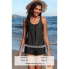 image:imageYonique Women Blouson Tankini Swimsuits Two Piece Bathing Suits with Shorts  Adjustable straps Drawstring side shorts Athletic swim set Add removable cups to customize shapeBlack Geometric