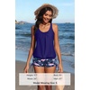 image:imageYonique Women Blouson Tankini Swimsuits Two Piece Bathing Suits with Shorts  Adjustable straps Drawstring side shorts Athletic swim set Add removable cups to customize shapeFlamingo