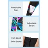 image:imageYonique Women Blouson Tankini Swimsuits Two Piece Bathing Suits with Shorts  Adjustable straps Drawstring side shorts Athletic swim set Add removable cups to customize shapeColorful Leaves