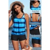 image:imageYonique Women Blouson Tankini Swimsuits Two Piece Bathing Suits with Shorts  Adjustable straps Drawstring side shorts Athletic swim set Add removable cups to customize shapeGradient Blue