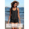 image:imageYonique Women Blouson Tankini Swimsuits Two Piece Bathing Suits with Shorts  Adjustable straps Drawstring side shorts Athletic swim set Add removable cups to customize shapeBlack Tankini