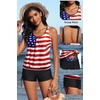 image:imageYonique Women Blouson Tankini Swimsuits Two Piece Bathing Suits with Shorts  Adjustable straps Drawstring side shorts Athletic swim set Add removable cups to customize shapeAmerican Flag
