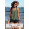 image:imageYonique Women Blouson Tankini Swimsuits Two Piece Bathing Suits with Shorts  Adjustable straps Drawstring side shorts Athletic swim set Add removable cups to customize shapeArmy Green
