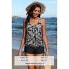 image:imageYonique Women Blouson Tankini Swimsuits Two Piece Bathing Suits with Shorts  Adjustable straps Drawstring side shorts Athletic swim set Add removable cups to customize shapeBlack  Flower