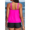 image:imageYonique Women Blouson Tankini Swimsuits Two Piece Bathing Suits with Shorts  Adjustable straps Drawstring side shorts Athletic swim set Add removable cups to customize shapeHot Pink1