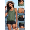 image:imageYonique Women Blouson Tankini Swimsuits Two Piece Bathing Suits with Shorts  Adjustable straps Drawstring side shorts Athletic swim set Add removable cups to customize shapeArmy Green